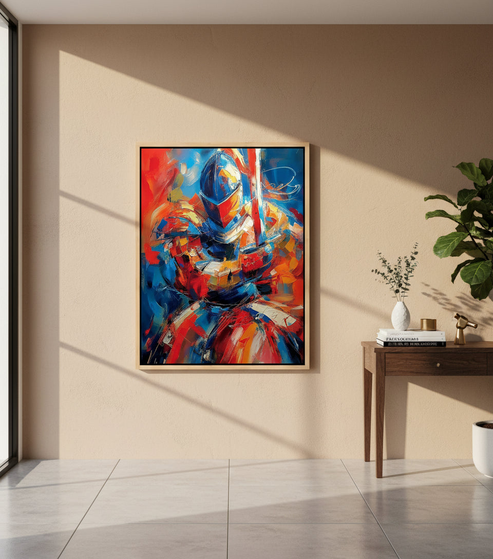 Armor of God Prayer Knight Canvas – Christian Warrior Wall Art, Faith Strength Painting, Ephesians 6:13–17