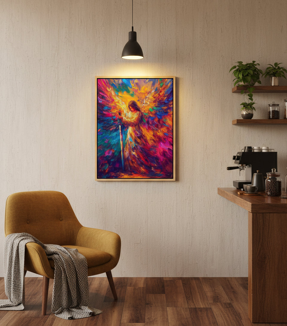 Warrior Angel — Frameless Canvas Inspired by Psalm 91:11