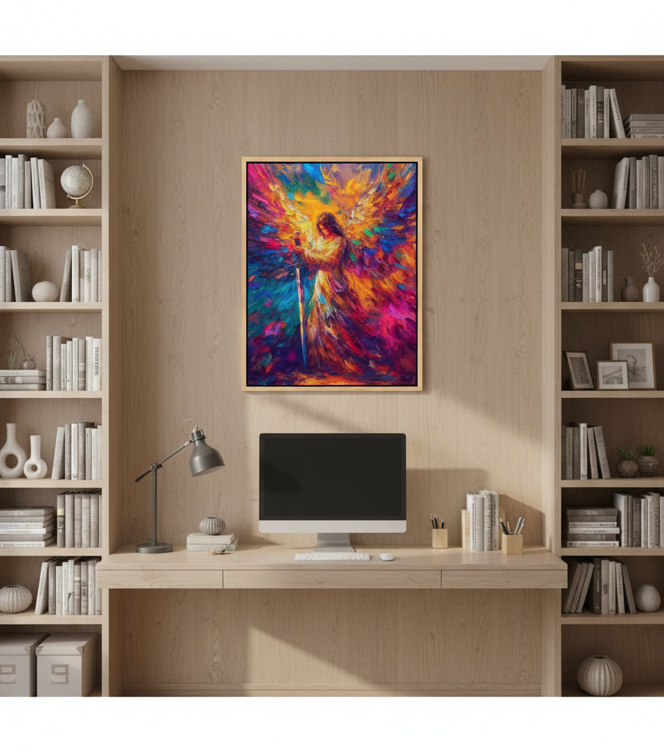 Warrior Angel — Frameless Canvas Inspired by Psalm 91:11