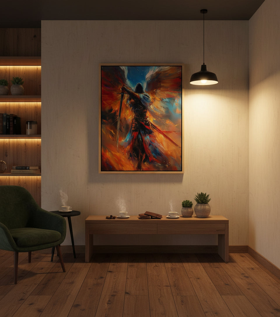 Celestial Warrior – Epic Angelic Canvas Art for Gaming Rooms | Frameless Wall Poster #SOF16
