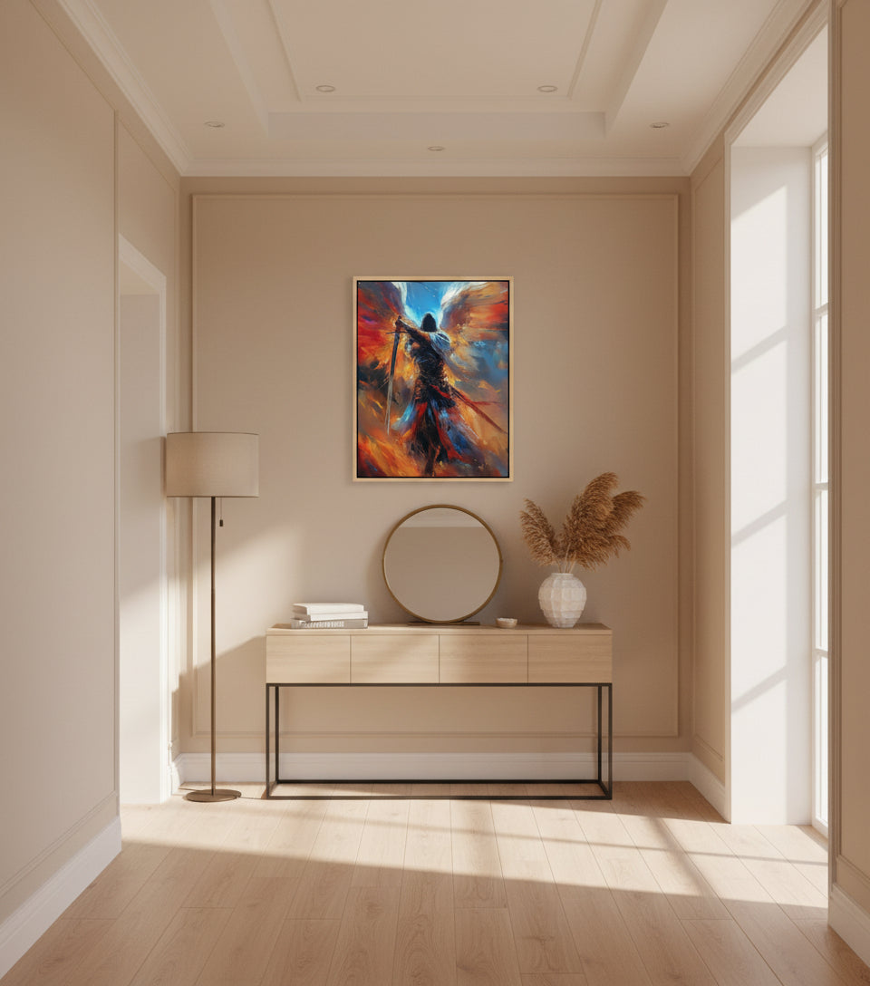 Celestial Warrior – Epic Angelic Canvas Art for Gaming Rooms | Frameless Wall Poster #SOF16
