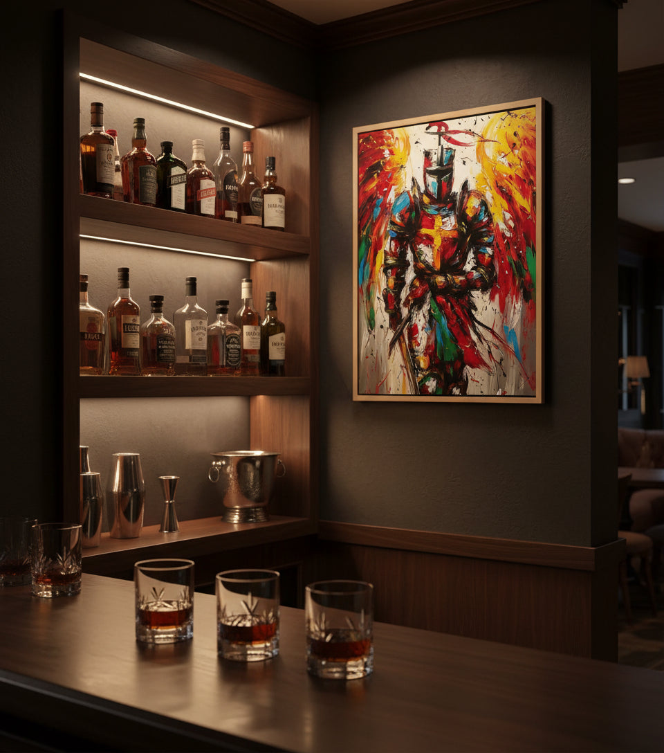 Angel Warrior of the Cross – Abstract Christian Armor Wall Art