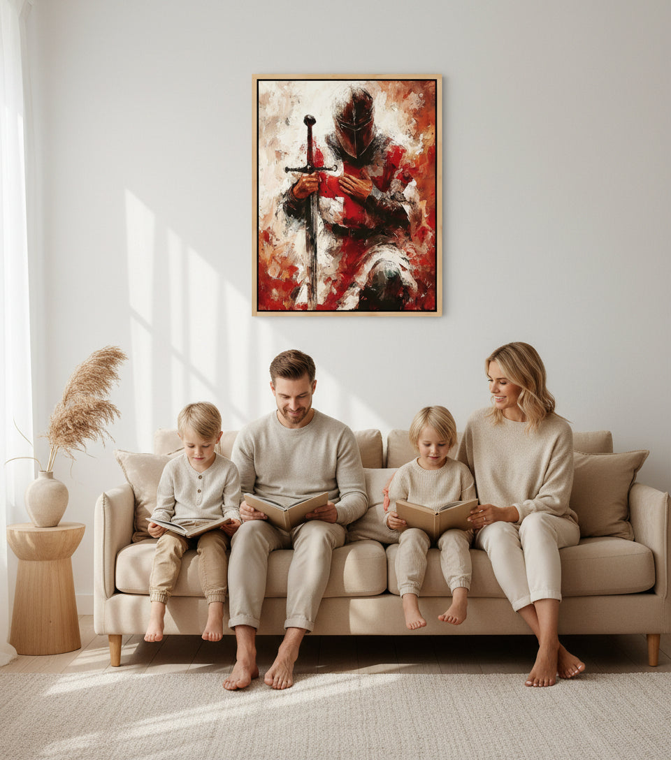 Knight of God in Devotion – Inspirational Christian Canvas