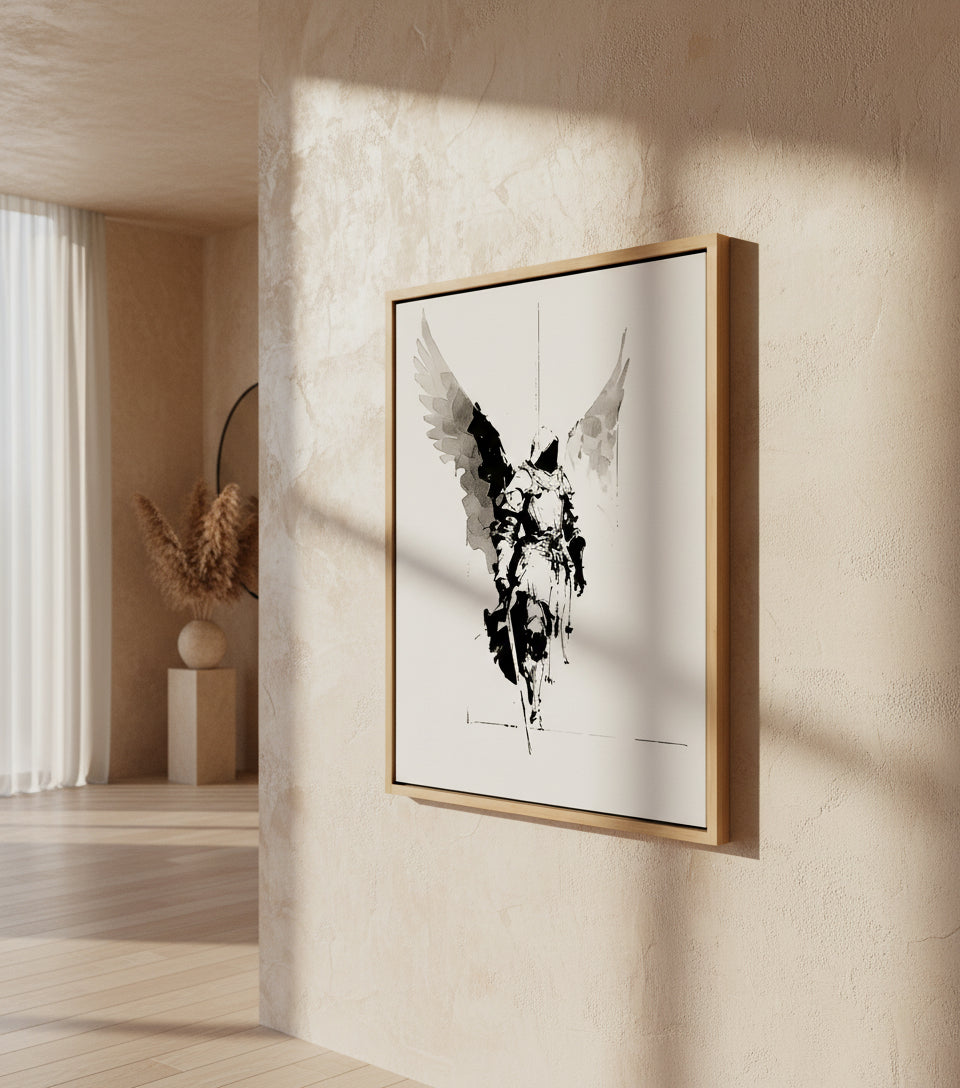 Heavenly Guardian Warrior – Angel with Sword Christian Wall Art