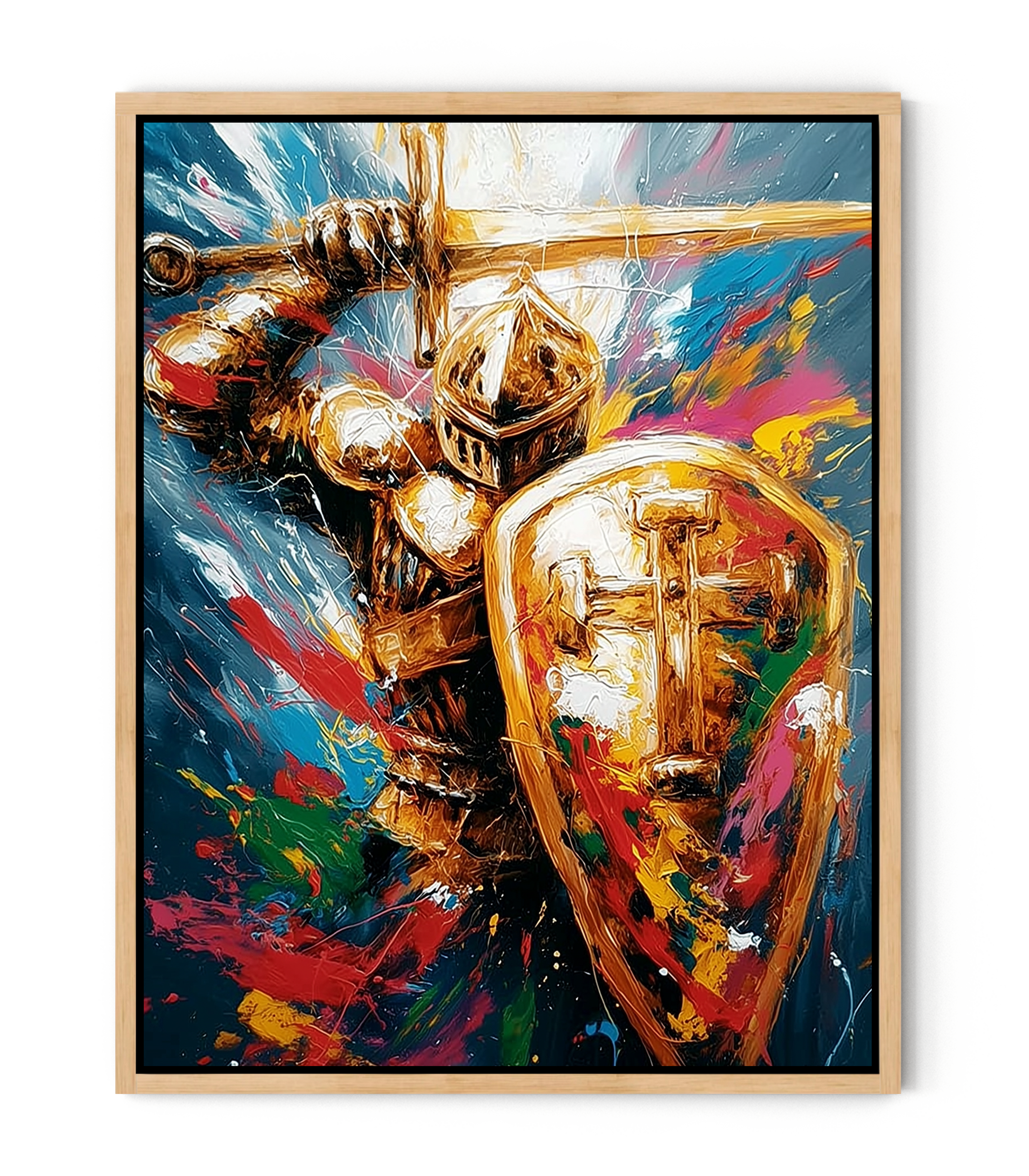 Cross Shield Warrior – Christian Battle Armor Canvas Decor