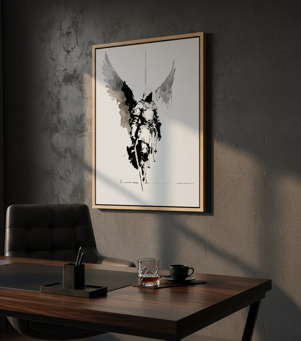 Heavenly Guardian Warrior – Angel with Sword Christian Wall Art