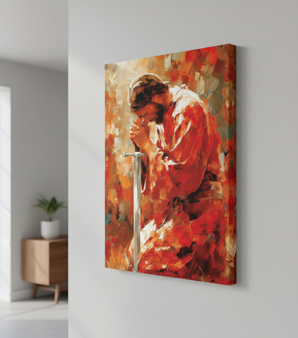 Jesus Warrior Prayer Canvas – Christian Home Decor Wall Art