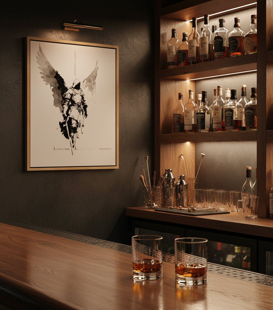 Heavenly Guardian Warrior – Angel with Sword Christian Wall Art