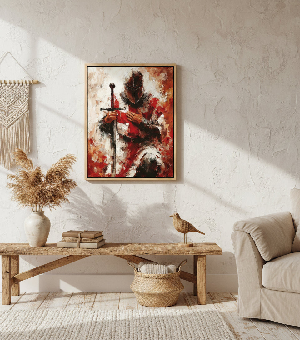 Knight of God in Devotion – Inspirational Christian Canvas