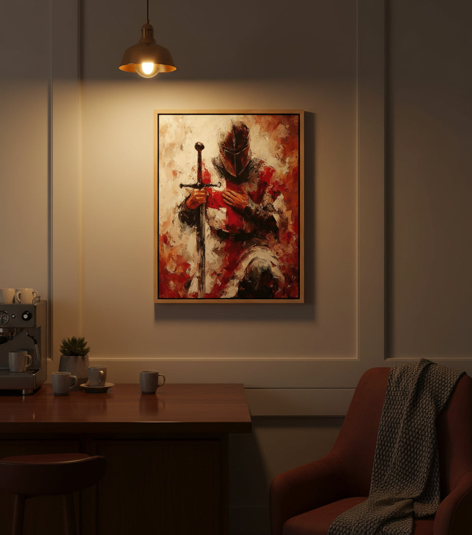 Knight of God in Devotion – Inspirational Christian Canvas