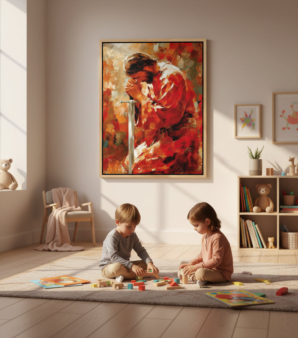 Jesus Warrior Prayer Canvas – Christian Home Decor Wall Art