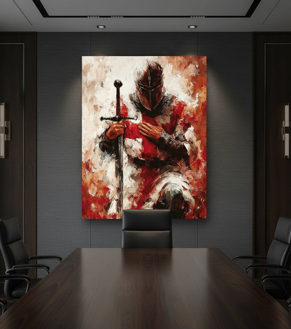 Knight of God in Devotion – Inspirational Christian Canvas