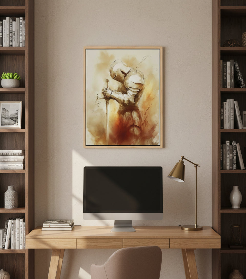 Faithful Warrior Prayer Canvas – Christian Armor of God Art