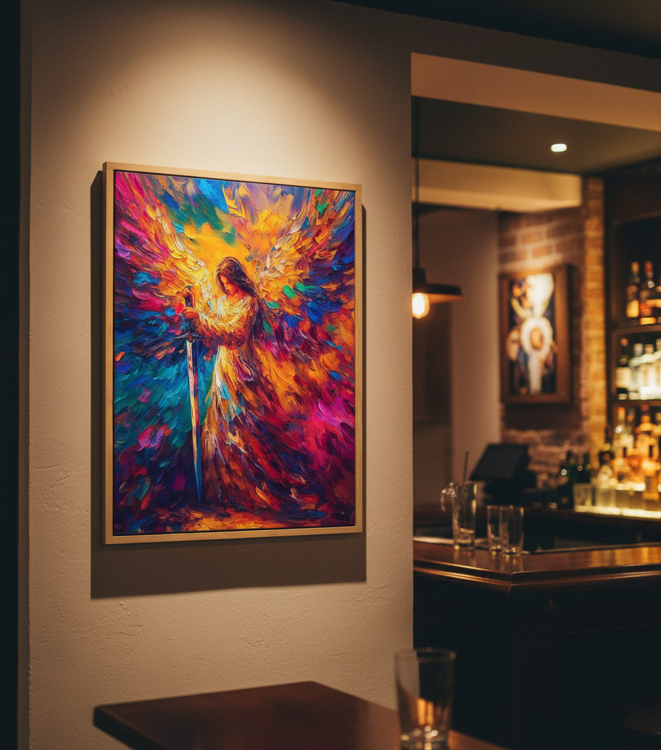Warrior Angel — Frameless Canvas Inspired by Psalm 91:11