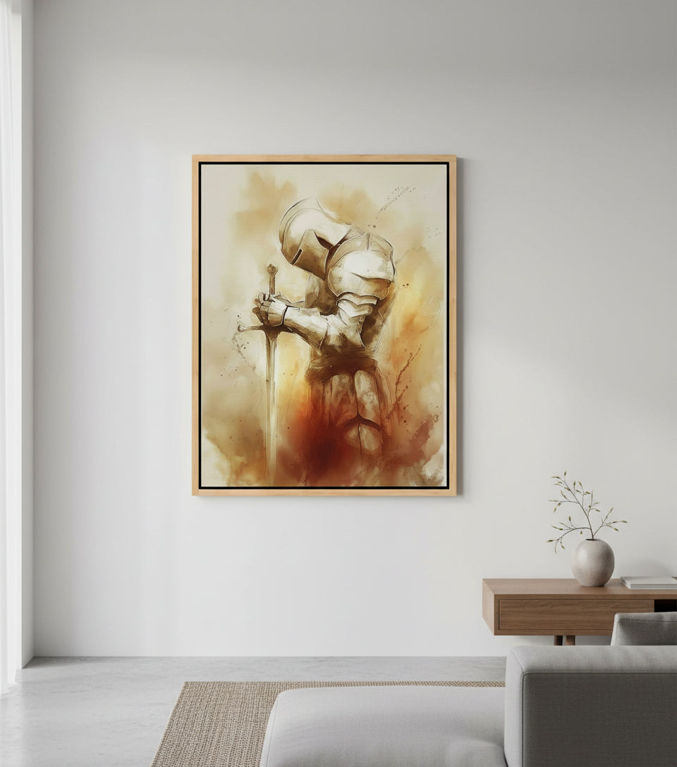 Faithful Warrior Prayer Canvas – Christian Armor of God Art