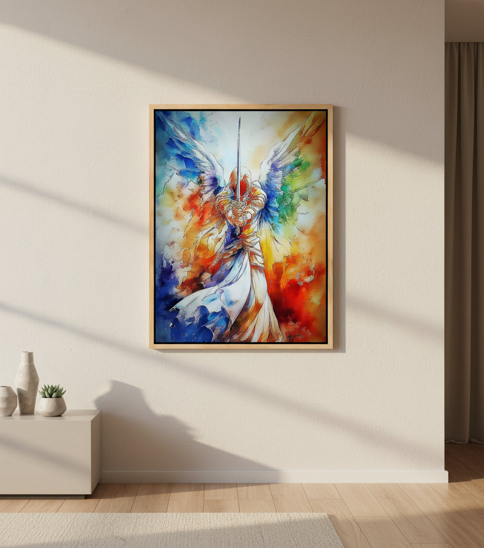 Sword of the Guardian Angel – Heavenly Warrior Wall Art | Christian Angel Canvas Print