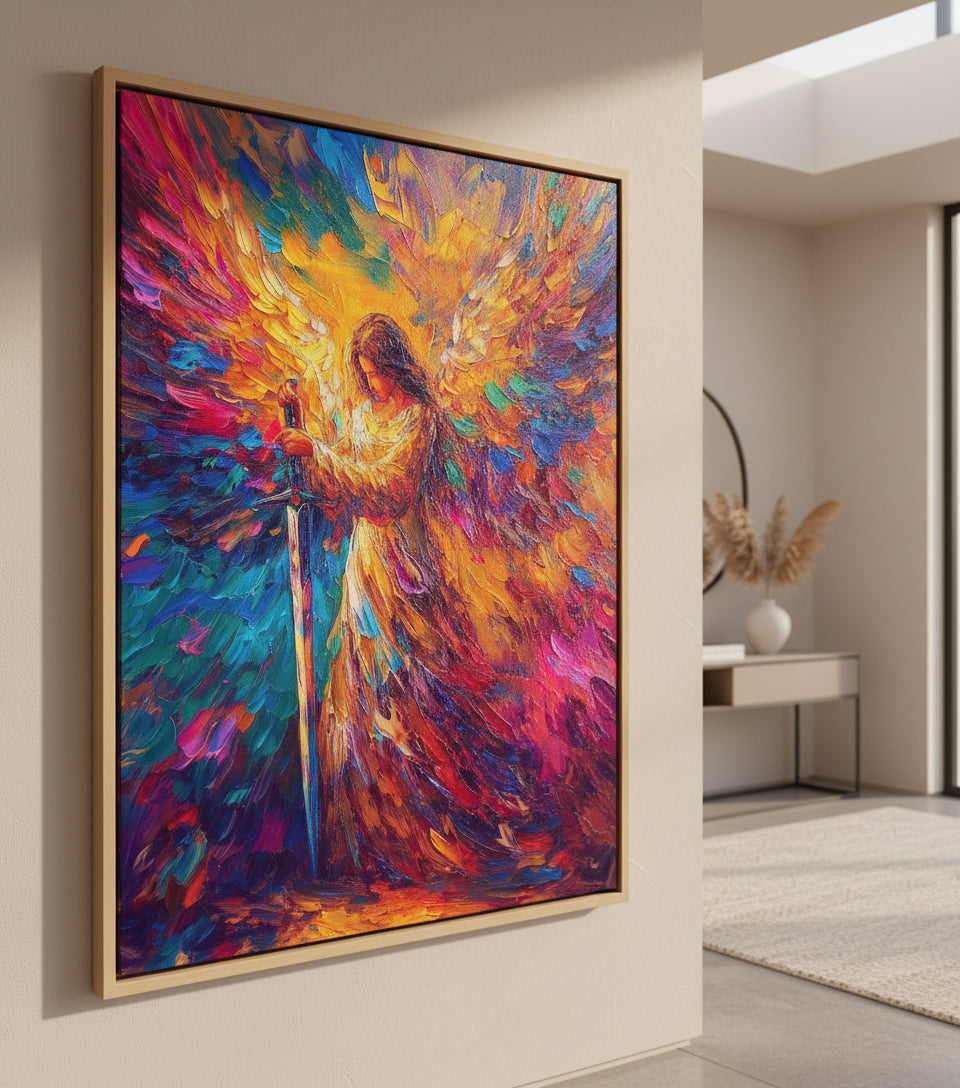 Warrior Angel — Frameless Canvas Inspired by Psalm 91:11