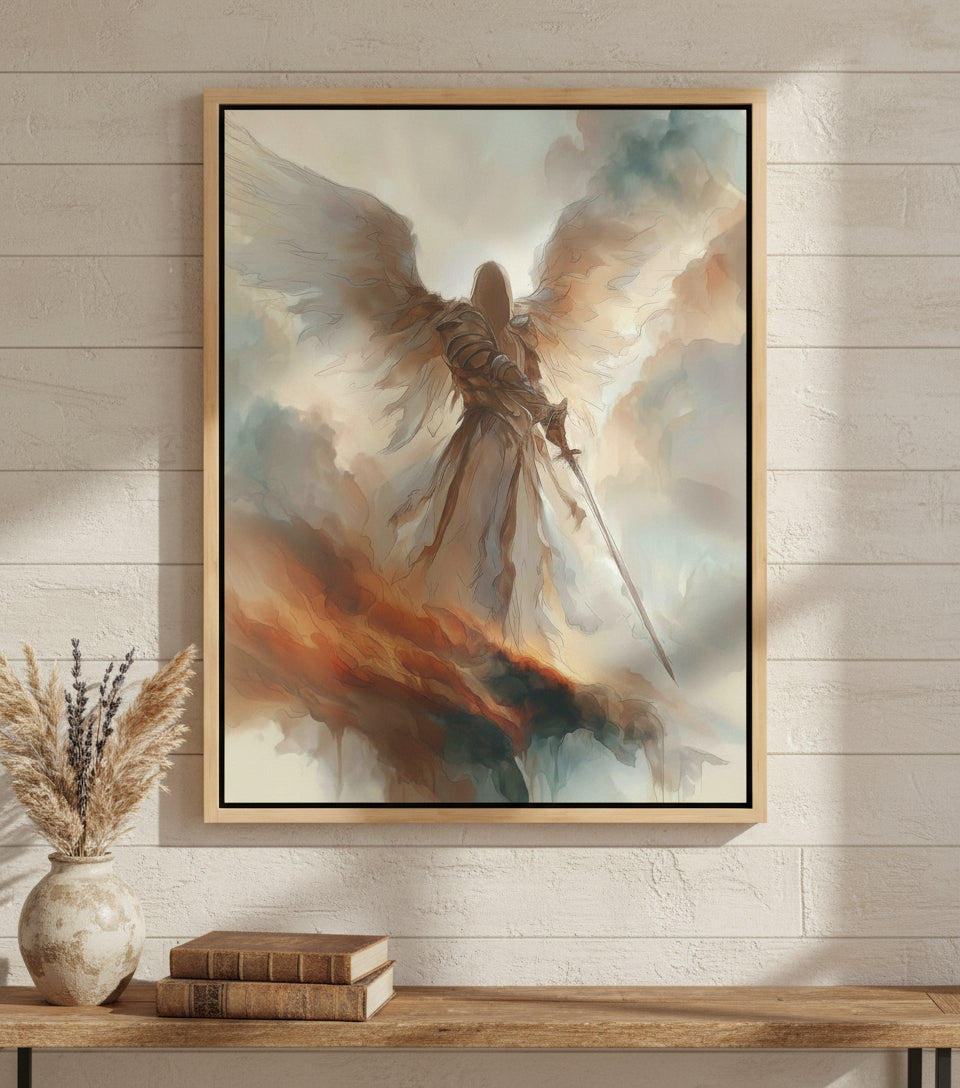 Heavenly Guardian with Sword – Angel Warrior Wall Art