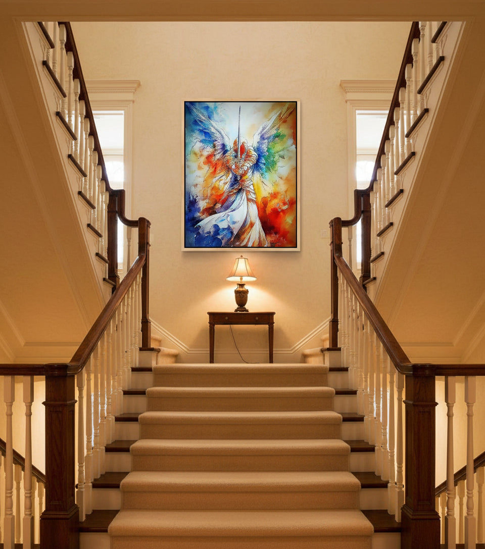 Sword of the Guardian Angel – Heavenly Warrior Wall Art | Christian Angel Canvas Print