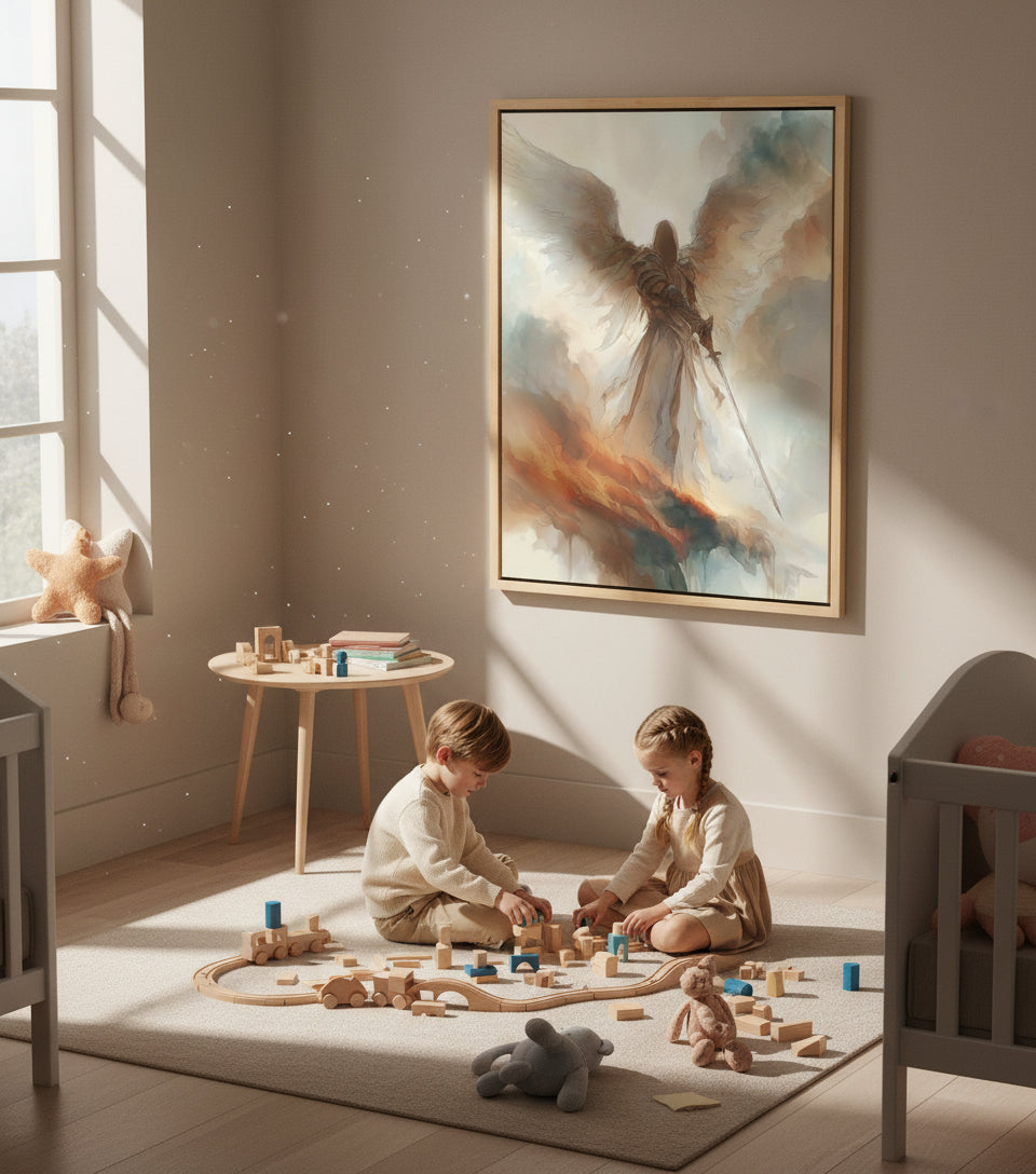 Heavenly Guardian with Sword – Angel Warrior Wall Art