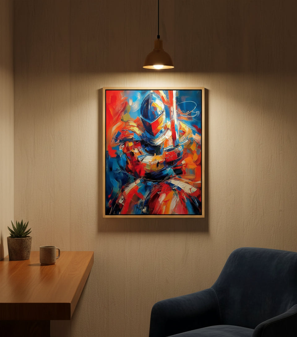 Armor of God Prayer Knight Canvas – Christian Warrior Wall Art, Faith Strength Painting, Ephesians 6:13–17