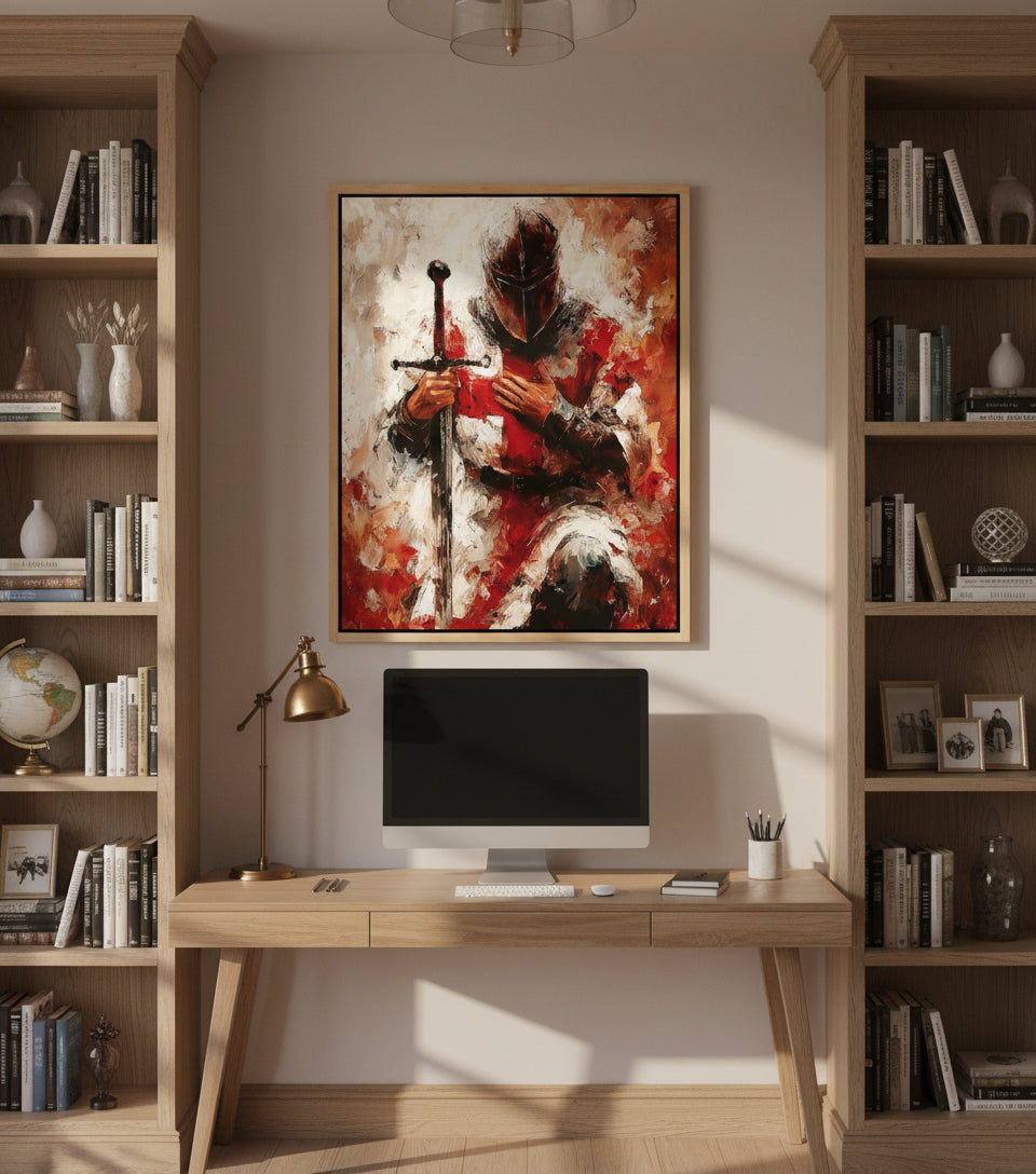 Knight of God in Devotion – Inspirational Christian Canvas