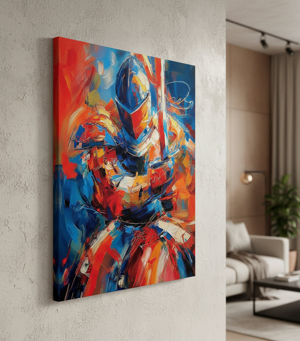 Armor of God Prayer Knight Canvas – Christian Warrior Wall Art, Faith Strength Painting, Ephesians 6:13–17