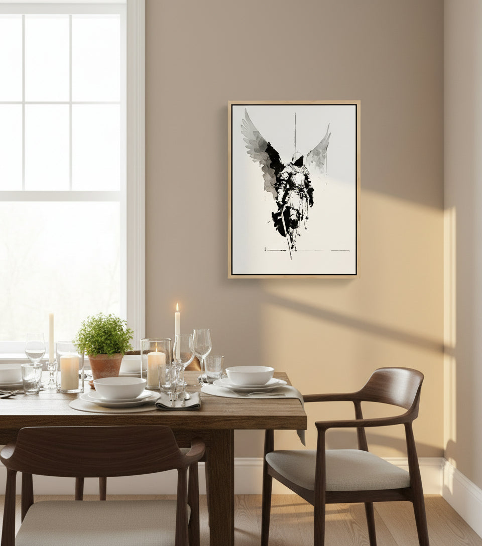 Heavenly Guardian Warrior – Angel with Sword Christian Wall Art