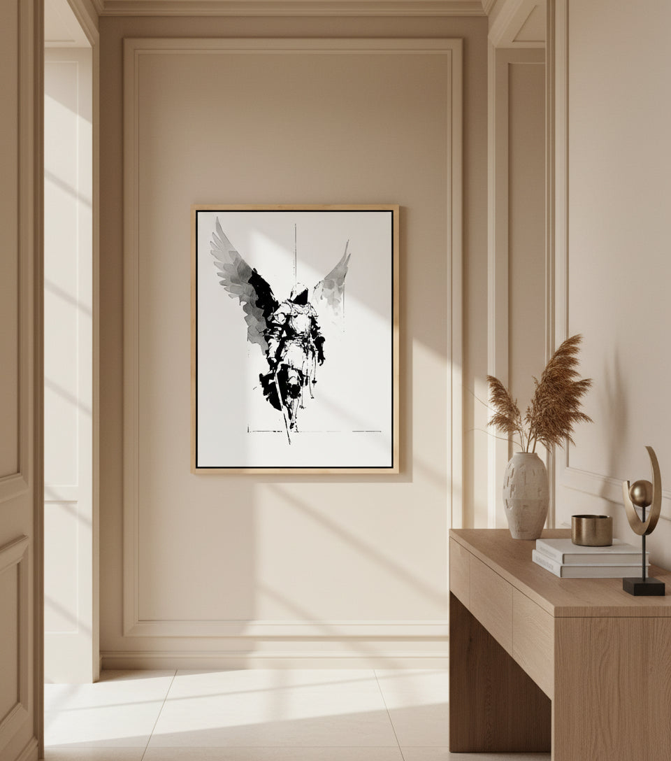 Heavenly Guardian Warrior – Angel with Sword Christian Wall Art