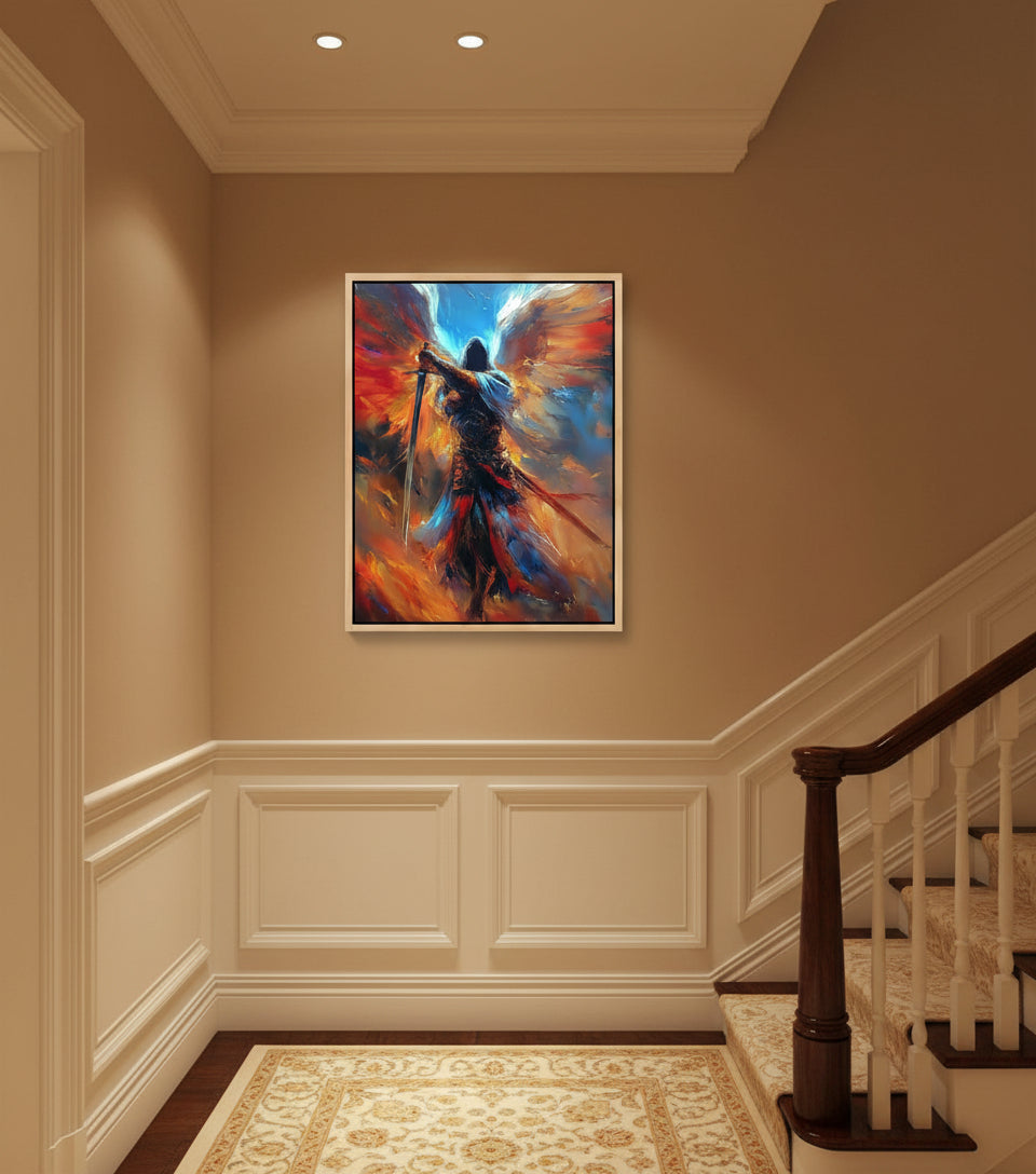 Celestial Warrior – Epic Angelic Canvas Art for Gaming Rooms | Frameless Wall Poster #SOF16