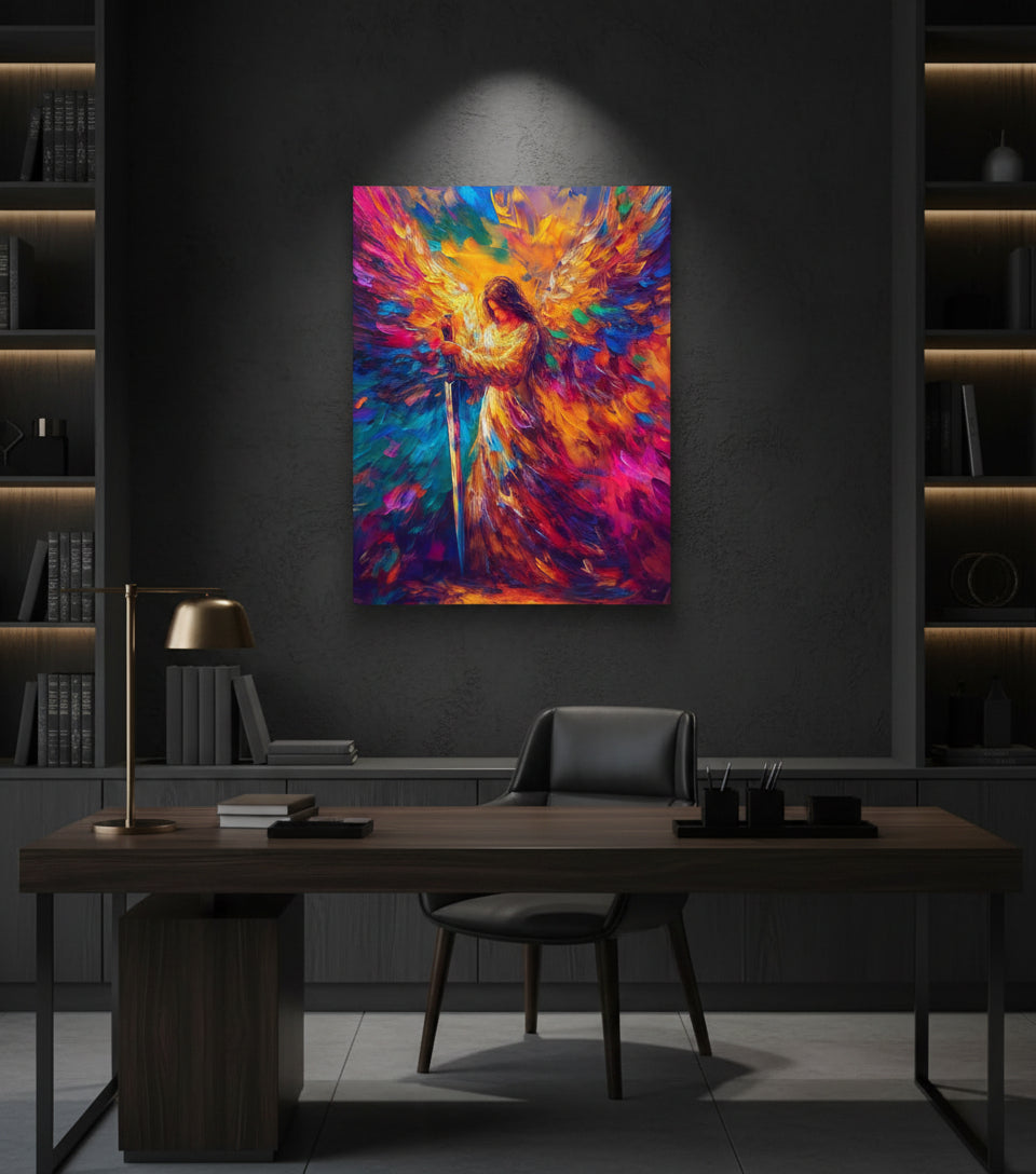 Warrior Angel — Frameless Canvas Inspired by Psalm 91:11