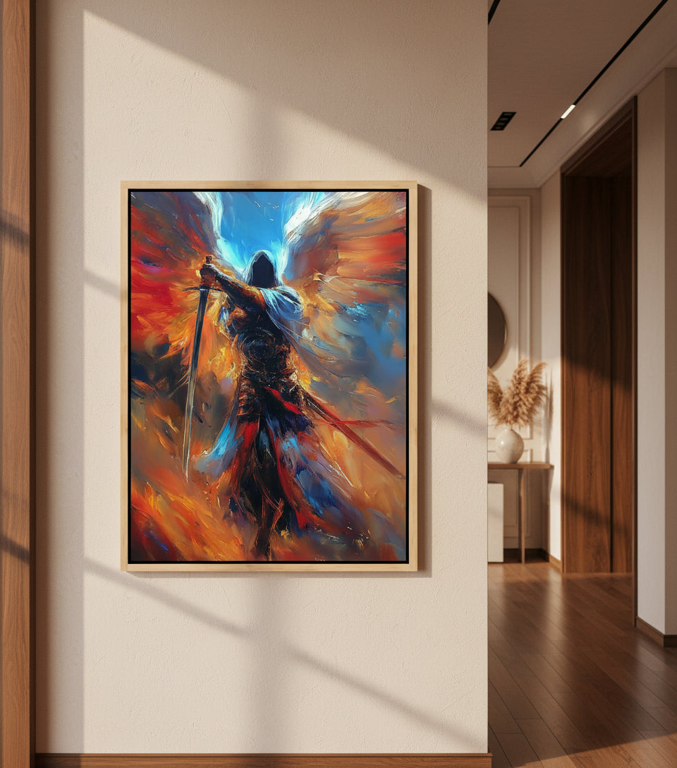 Celestial Warrior – Epic Angelic Canvas Art for Gaming Rooms | Frameless Wall Poster #SOF16