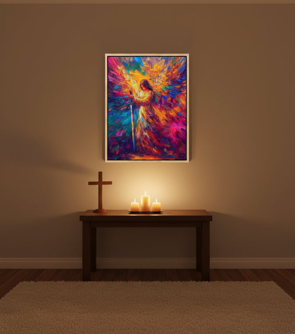 Warrior Angel — Frameless Canvas Inspired by Psalm 91:11