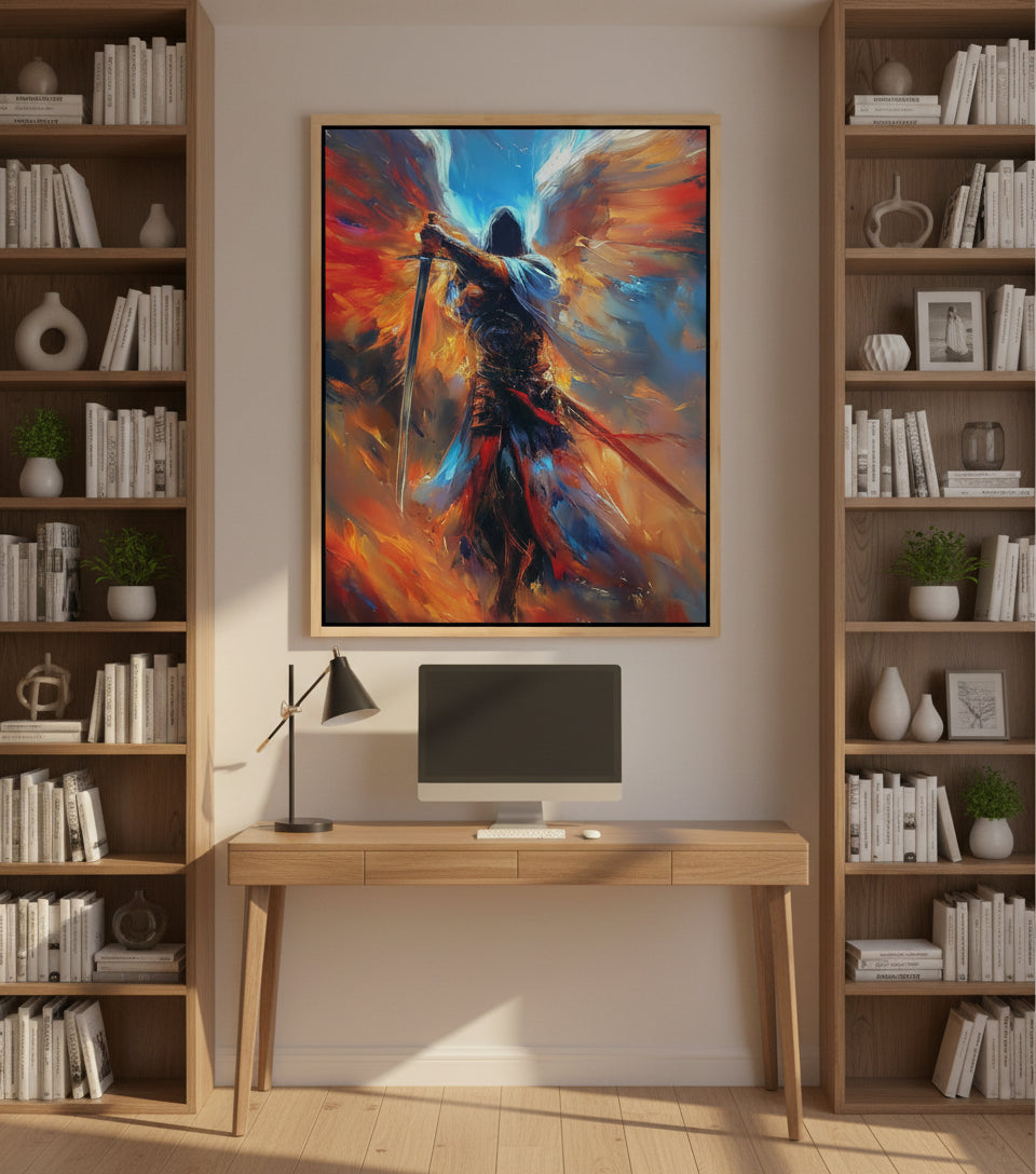 Celestial Warrior – Epic Angelic Canvas Art for Gaming Rooms | Frameless Wall Poster #SOF16