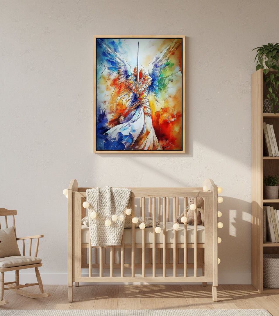 Sword of the Guardian Angel – Heavenly Warrior Wall Art | Christian Angel Canvas Print