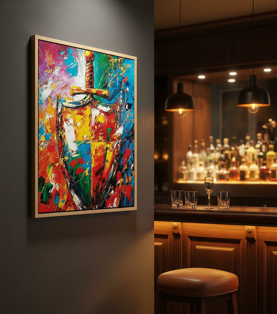 Sword & Shield Christian Canvas – Armor of God Wall Art, Faith Protection Painting, Ephesians 6:16–17