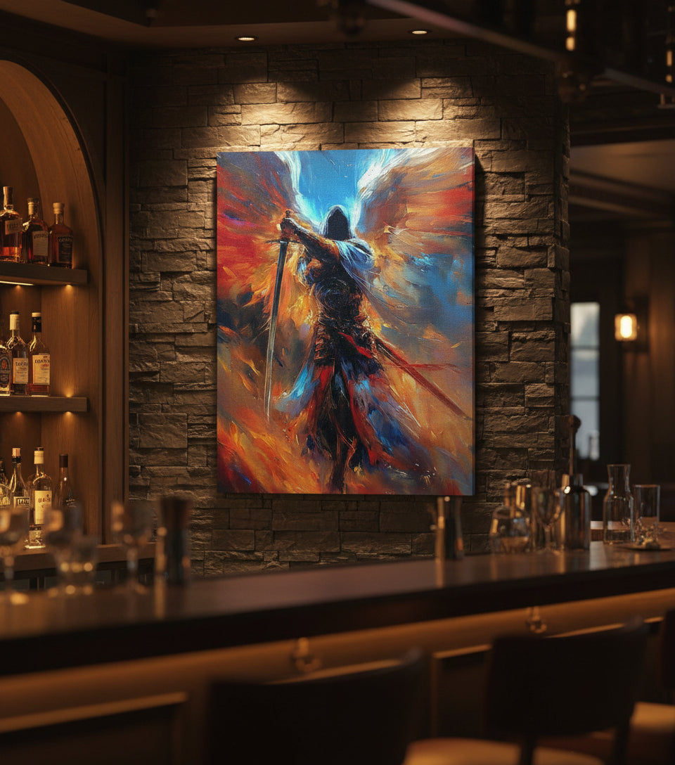 Celestial Warrior – Epic Angelic Canvas Art for Gaming Rooms | Frameless Wall Poster #SOF16
