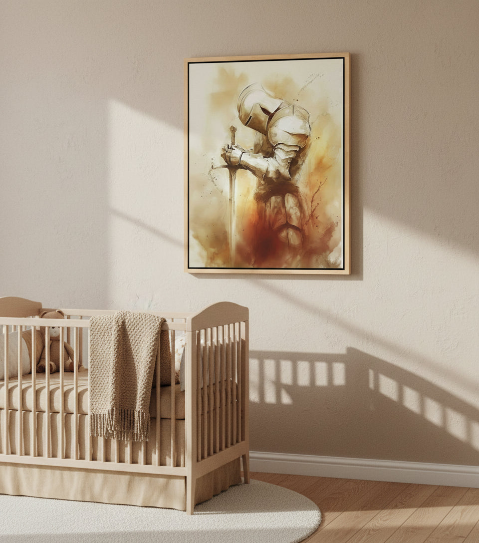 Faithful Warrior Prayer Canvas – Christian Armor of God Art