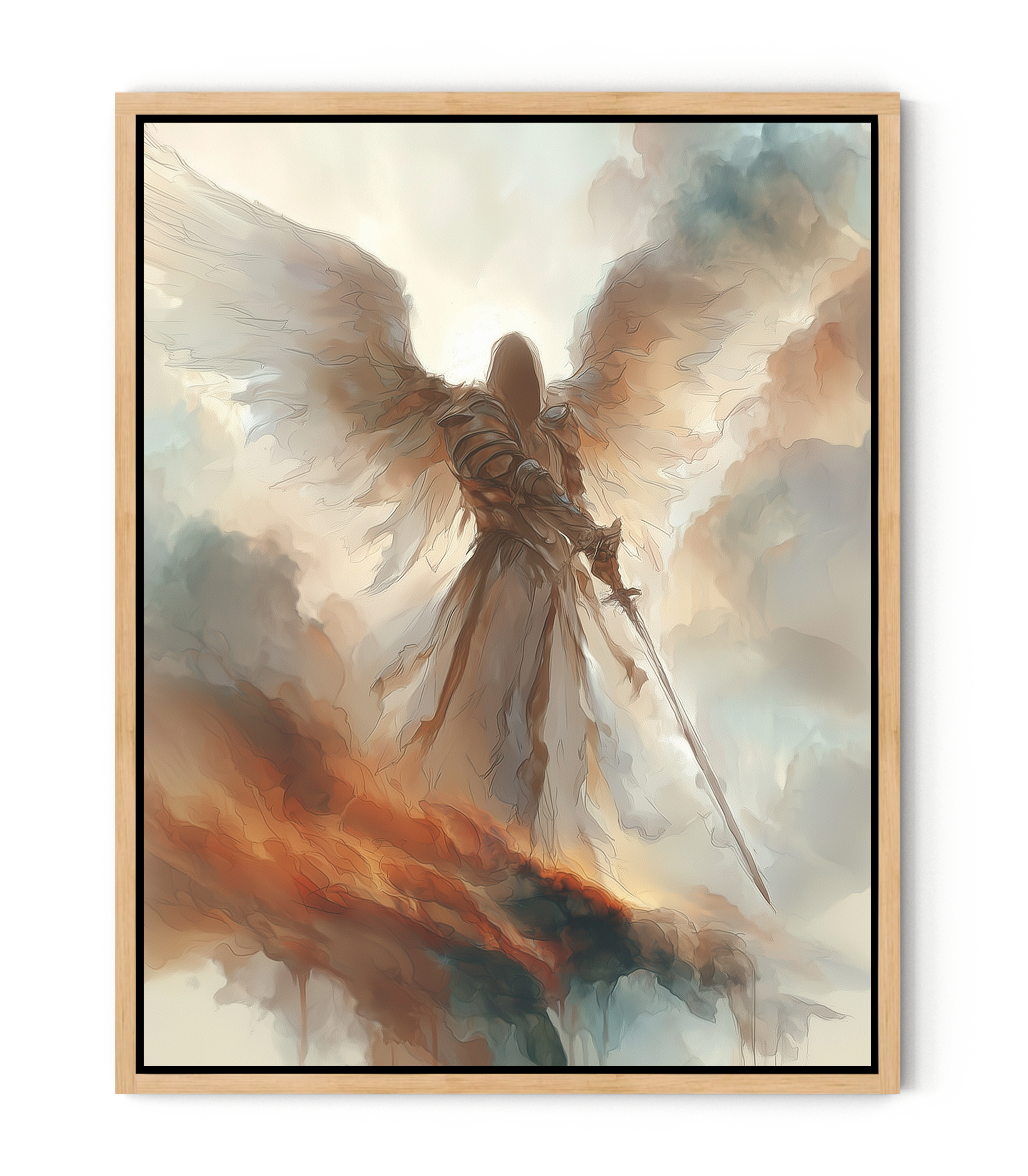Heavenly Guardian with Sword – Angel Warrior Wall Art
