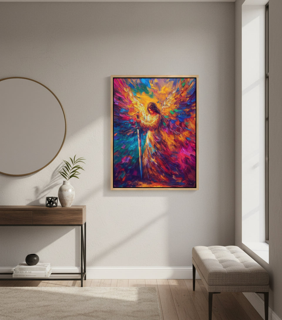 Warrior Angel — Frameless Canvas Inspired by Psalm 91:11