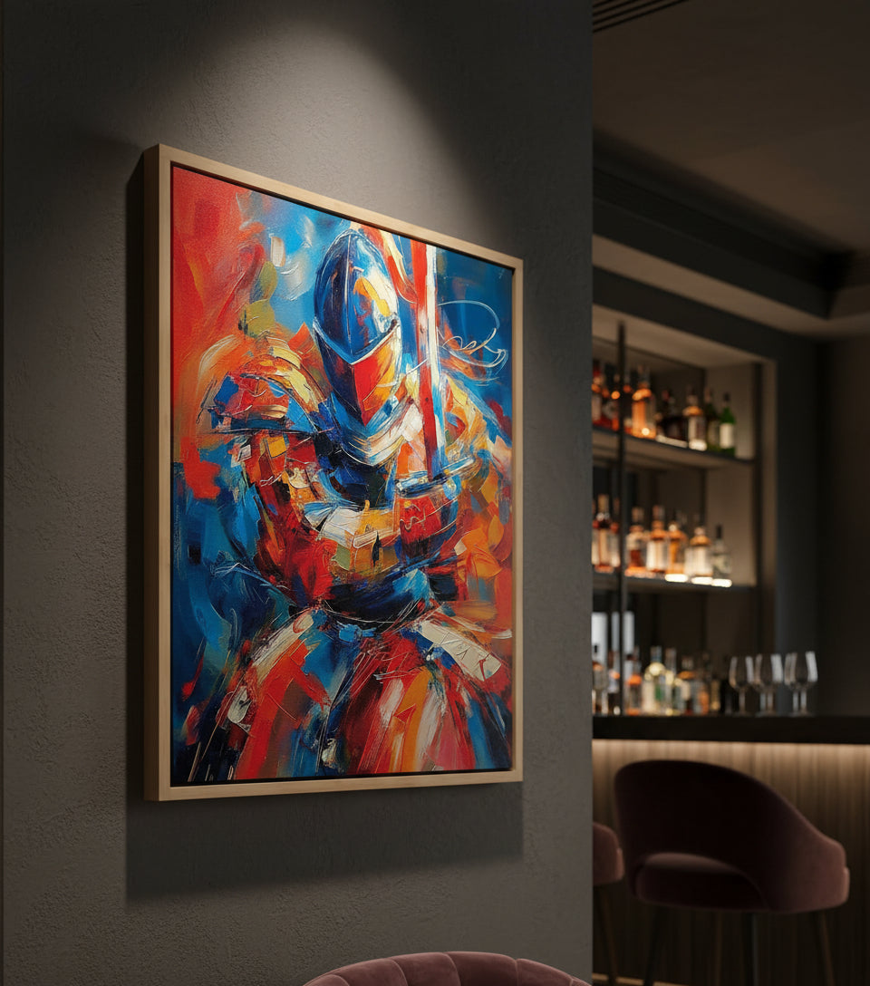 Armor of God Prayer Knight Canvas – Christian Warrior Wall Art, Faith Strength Painting, Ephesians 6:13–17