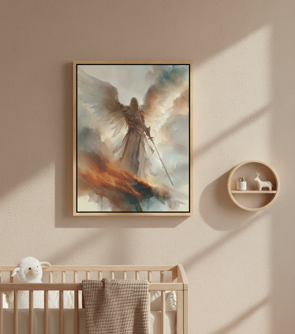 Heavenly Guardian with Sword – Angel Warrior Wall Art