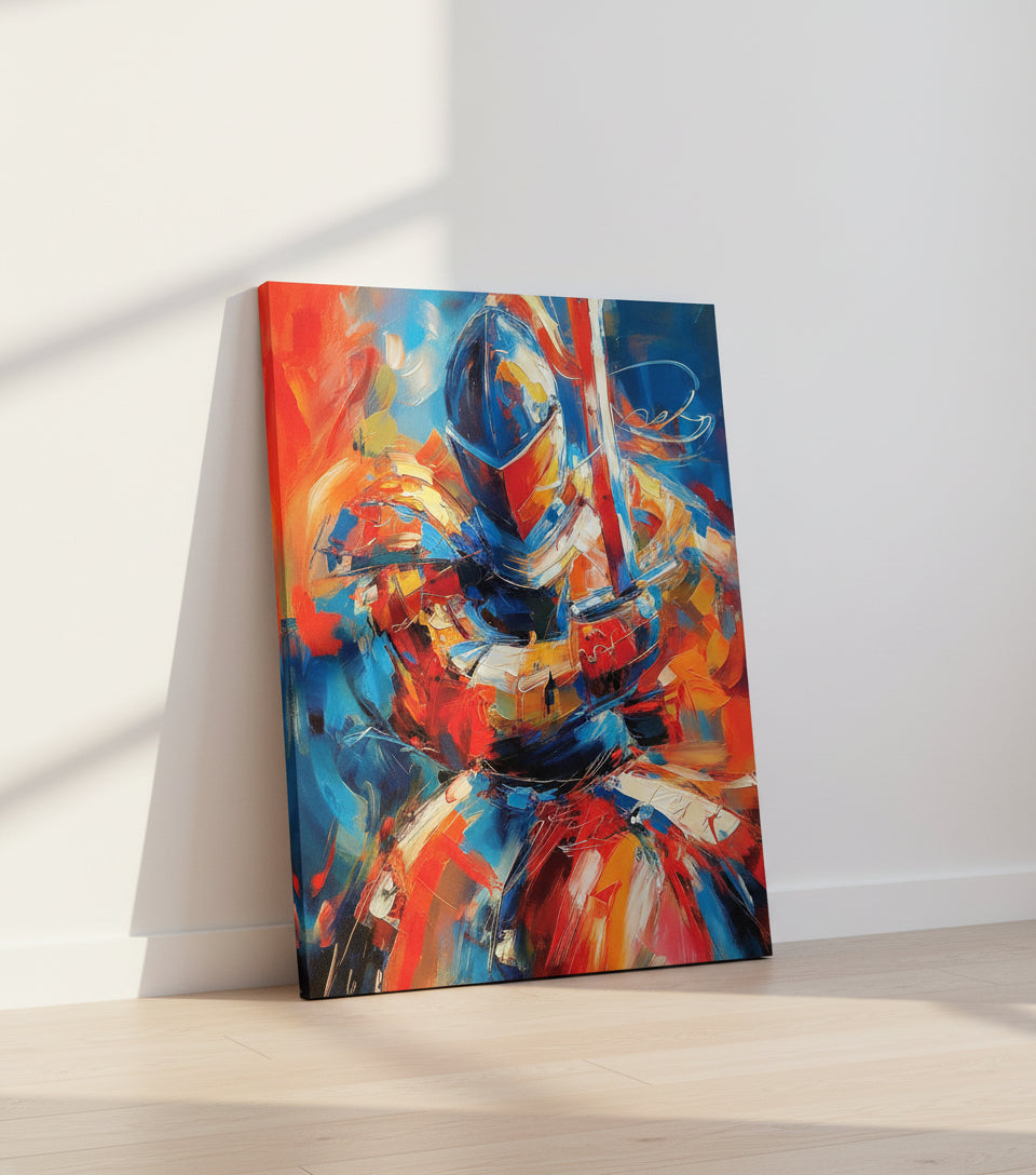 Armor of God Prayer Knight Canvas – Christian Warrior Wall Art, Faith Strength Painting, Ephesians 6:13–17