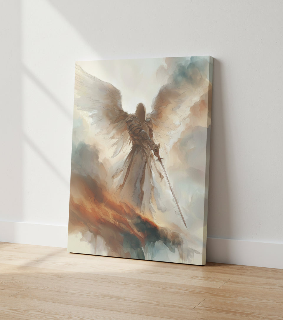 Heavenly Guardian with Sword – Angel Warrior Wall Art
