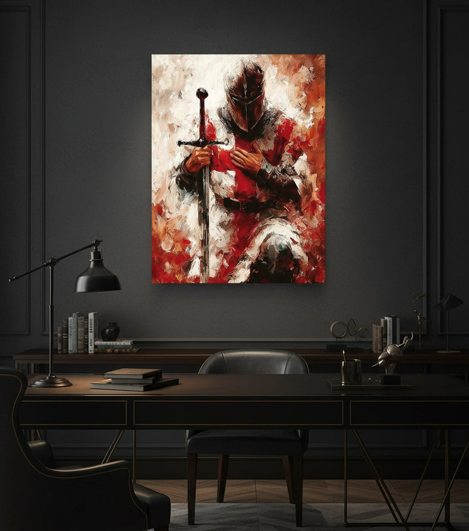Knight of God in Devotion – Inspirational Christian Canvas