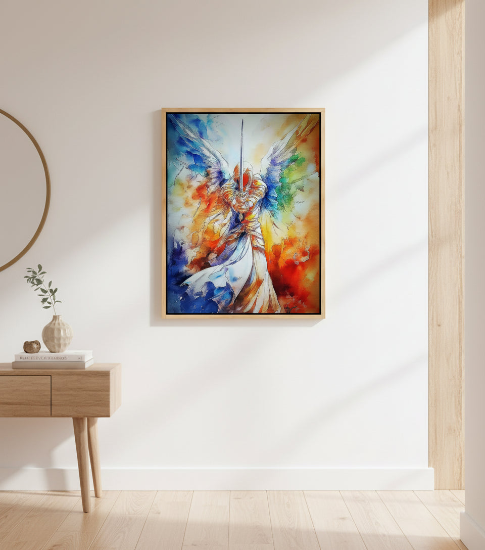Sword of the Guardian Angel – Heavenly Warrior Wall Art | Christian Angel Canvas Print