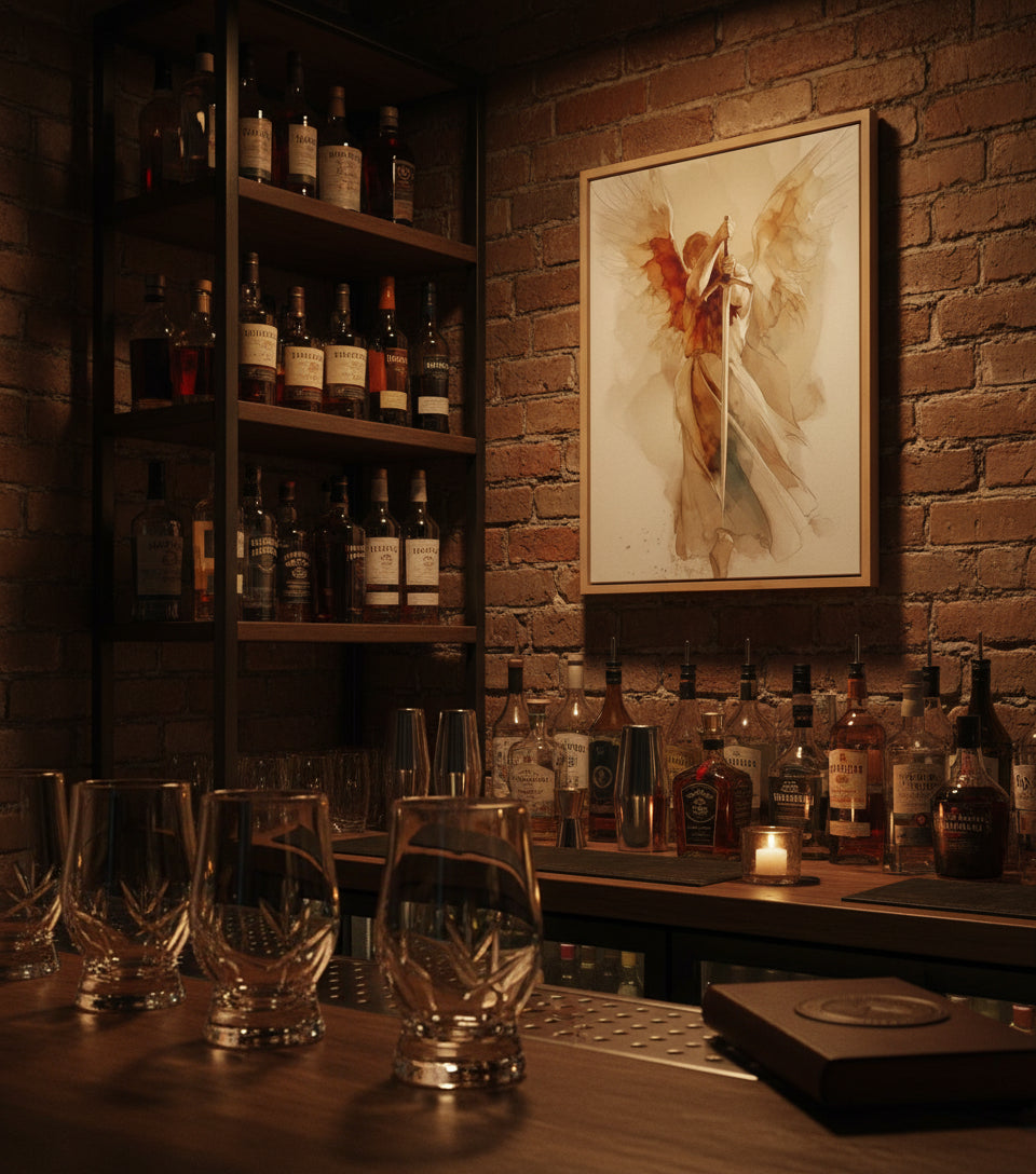 The Watchful Guardian — Inspired by Psalm 34:7 | Minimalist Angel Canvas