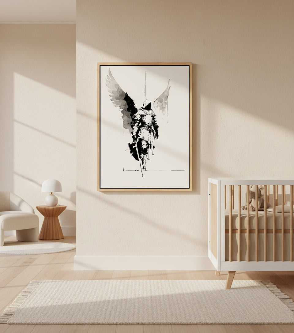 Heavenly Guardian Warrior – Angel with Sword Christian Wall Art