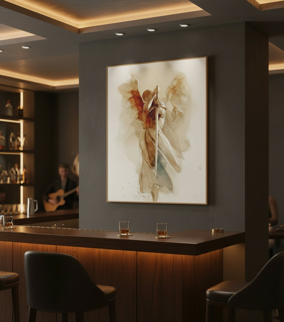 The Watchful Guardian — Inspired by Psalm 34:7 | Minimalist Angel Canvas