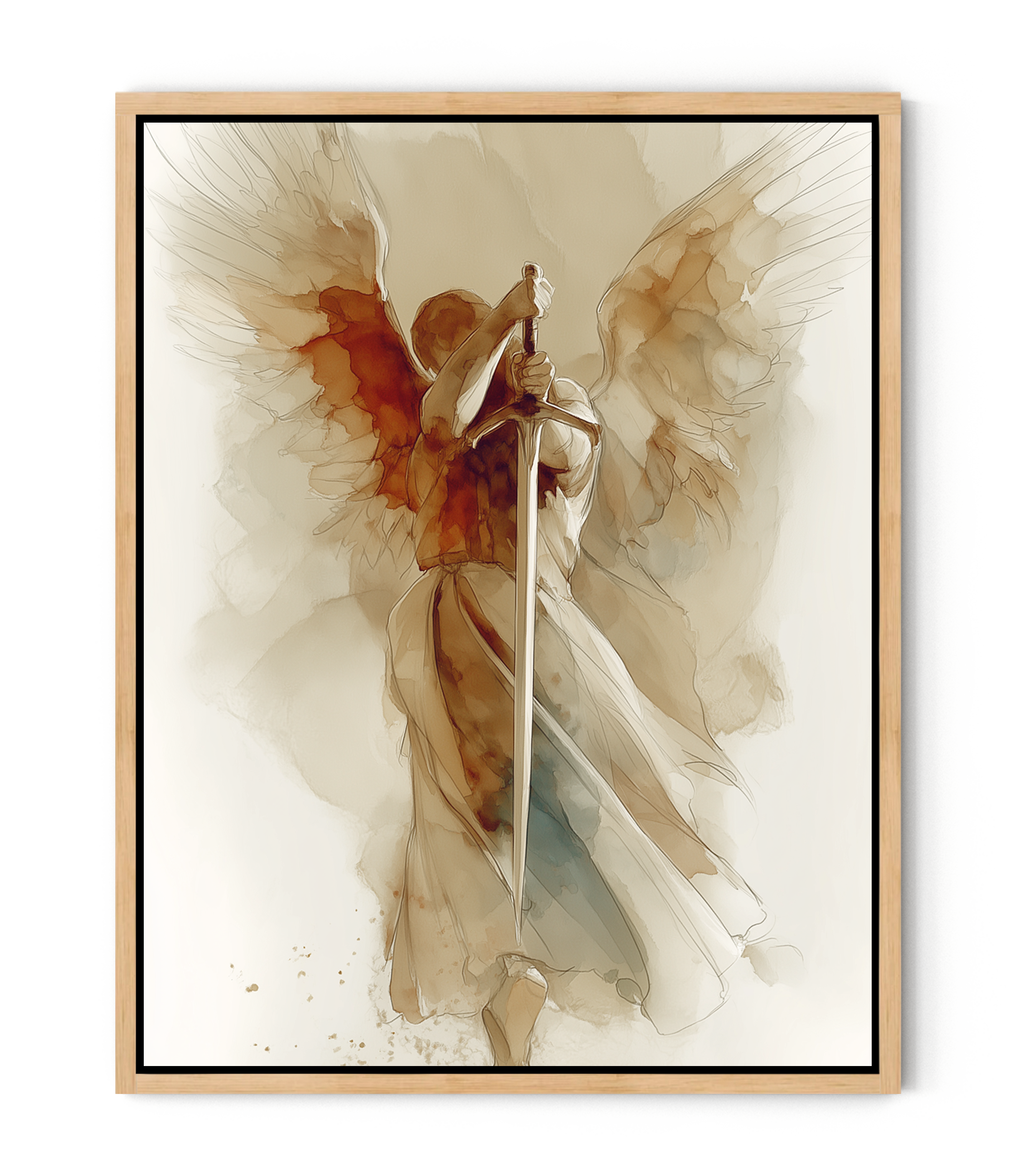 The Watchful Guardian — Inspired by Psalm 34:7 | Minimalist Angel Canvas